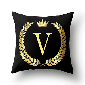 Sarung Bantal Huruf Hitam Emas Sarung Bantal Sofa Sarung Bantal Alfabet Inggris Dekorasi Rumah Almofadas Cojines Decorativos Para Sofa - Product Image 5