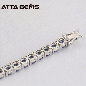 Pulsera de tenis de lujo con zafiro azul para mujer, plata de ley 925 - Product Image 4