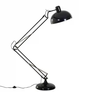 Retro Vintage Style Extra Large Tall Black Metal Floor Lamp Light Houseware E27 Flexible Lighting Standing Lamp