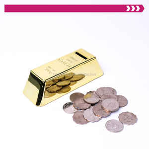공장 직접 홈 장식 사용자 정의 로고 플라스틱 골드 Bullion 돼지 저금통