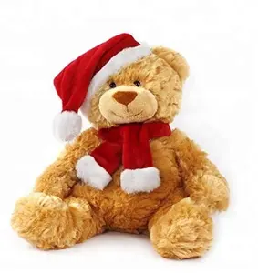 Hotsale Teddy Bear Natal Mewah Kualitas Tinggi dengan Topi dan Syal/Boneka Beruang Teddy untuk Natal