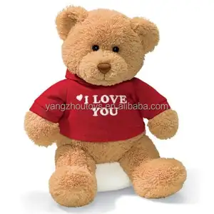 China Factory I Love You Plush Teddy Bear Pp Cotton Brown Teddy Bear With Red Shirt