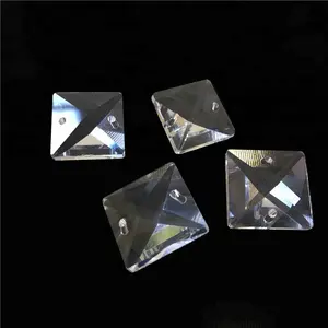 Honor of crystal Fancy 14mm crystal square glass square beads in two holes clear/transparent for curtain/door chandelier strand garland decor