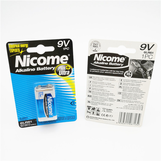 NICOME High Shelf Life 6LR61/9V Alkaline Battery with Aluminium Foil Jacket for Home Appliances Toys & Flashlight