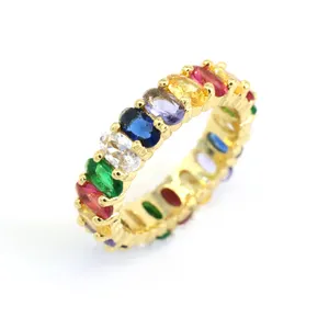 Rainbow Zirconia Stone Eternity Rings For Women