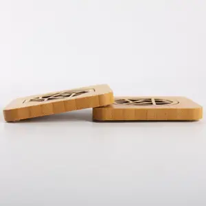Porta-costeiro de madeira quadrado de bambu