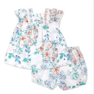 Bonne qualité/pyjama à imprimé floral pour enfants filles, vêtements personnalisés, OEM et ODM, fabrication