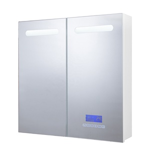 Double Door Multi Function Bathroom Smart Mirror Cabinet With Led And Music Player storages