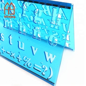<span class=keywords><strong>Pochoir</strong></span> de dessin personnalisé en plastique, pour dessin avec <span class=keywords><strong>lettres</strong></span> et chiffres, utilisation au bureau et à l'école - Product Image 6