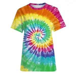 Groothandel unisex sublimatie rainbow tie dye t-shirts