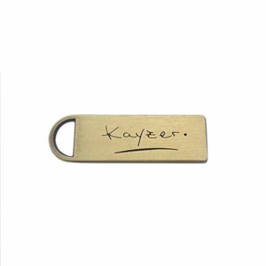 Quan Zhou Design Round square Shape Engraved Gold Silver logo Custom Metal <strong>Zipper</strong> <strong>Pull</strong> With Slider for Bag - Product Image 4