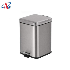 Cubo de basura cuadrado, a estrenar, Pedal abierto, de acero inoxidable - Product Image 6