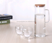 Pichet à passoire à eau en verre thermique résistant à la chaleur soufflé à la main le plus vendu