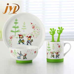 Vente en gros de nouveaux ensembles de vaisselle pour la maison, assiettes <span class=keywords><strong>et</strong></span> bols, motifs mignons, ensembles de vaisselle en céramique pour bébé - Product Image 4