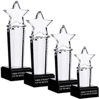 Souvenir d'affaires vente en gros, trophée de prix de plaque claire en cristal en forme d'étoile avec base transparente