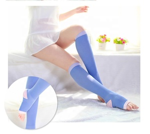 Chaussettes <span class=keywords><strong>de</strong></span> compression jetables à bout ouvert pour femmes, au-dessus du genou, pour dormir, pour varices, avec logo personnalisé - Product Image 1