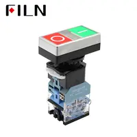 LA38-11H 22mm 220V AC ON/OFF START STOP 1 NO NC 2 buttons Momentary double head Push Button Switch With LED