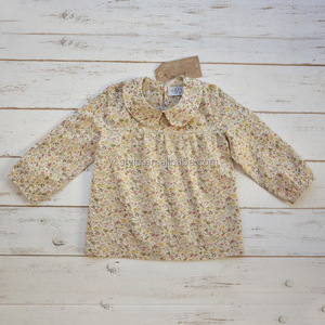 Blusa <span class=keywords><strong>de</strong></span> <span class=keywords><strong>manga</strong></span> <span class=keywords><strong>larga</strong></span> con cuello peter pan, tela floral 100% algodón <span class=keywords><strong>para</strong></span> niña - Product Image 1
