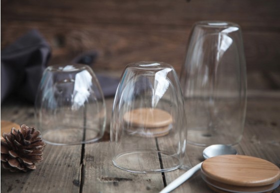 Custom logo reusable double wall glass coffee tea cup