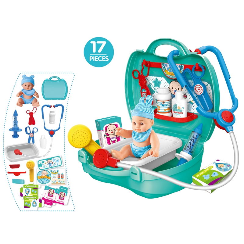 17pc pretend play baby care box doctor medical gifts