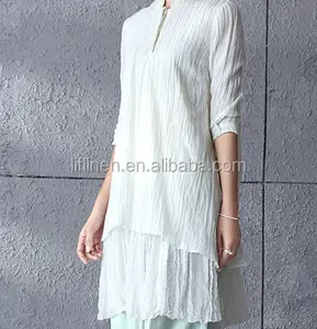 Wrinkle Linen Fabric White Popular Wrinkle Ladies Wrinkle Fashion Linen Dress Fabric