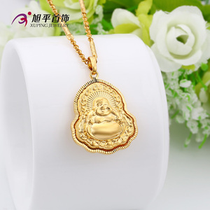 Xuping Perhiasan Imitasi Dubai 24K, Liontin Pesona Buddha Tertawa Nyala Api Agama Asli Lapis Emas - Product Image 2