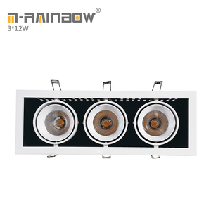 Tiendas de marca 3600lm led grille spot down luces <span class=keywords><strong>3</strong></span>*12 W 36 w led red led downlight rectángulo led cob lámpara de la parrilla - Product Image 3