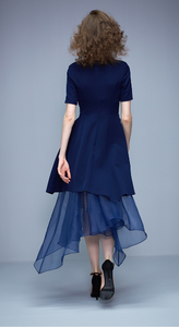 2018 el último diseño llano de <span class=keywords><strong>la</strong></span> gasa de <span class=keywords><strong>la</strong></span> manera Vestido de manga corta - Product Image 3