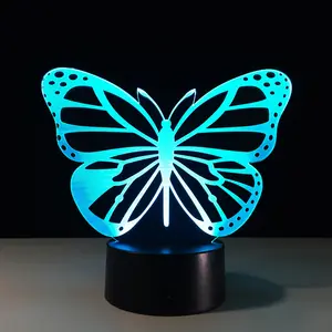 Butterfly LED Bedroom Night Light Acrylic 3D Lamp 7 Colors Changing Touch Switch Sitting Room Lights Sleep Light