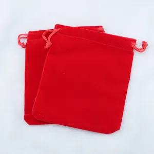 고품질 벨벳 보석 선물 스토리지 파우치 사용자 정의 drawstring 로고 레드 벨벳 선물 가방