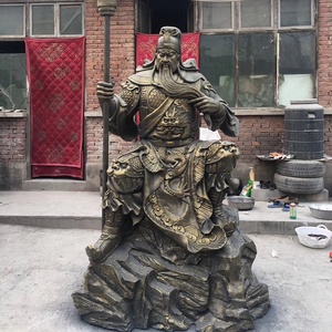 China Bronze Sculpture Outdoor Fengshui Antique Bronze Guangong Statue for sale