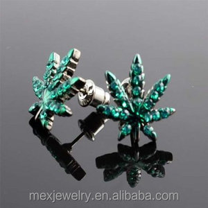12 colori 925 Oro Argento Two Tone Bling di Cristallo del Diamante DELLA CZ di Marijuana Cannabis Weed Leaf <span class=keywords><strong>Orecchini</strong></span> Per Le Donne Degli Uomini - Product Image 2