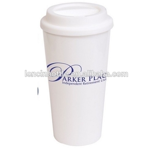Eco- ambiente 14oz térmica de plástico tazas de café con tapa de silicio, oz 16. De doble pared de java vaso de plástico - Product Image 1