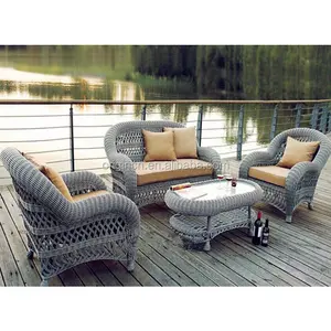 High End Vintage Stijl Leisure Manieren Outdoor Rieten Meubels Rotan Modern Design Koninklijke Sofa Set