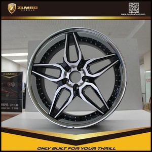 ZUMBO A0076 Noir Machine Visage Avec Chrome Lèvre En Acier Inoxydable Voiture 22 "Jantes En Alliage Jantes - Product Image 1
