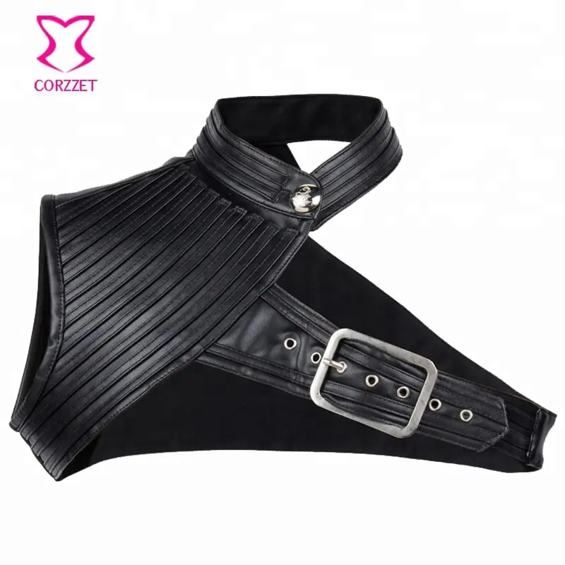 Corzzet Unisex Single Shoulder Synthetic Leather Collar Jacket Plus Size Vintage Gothic Clothing Punk Jacket For Rock Men & Women