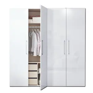 Современный простой глянцевый шкаф-гардероб на заказ, белый лаковый деревянный шкаф