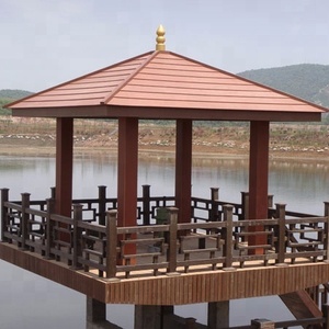 <strong>Fixed</strong> Solid Flat Roof Decorative Waterproof WPC Garden Pavilion Wooden <strong>Gazebo</strong> for Sale - Product Image 4