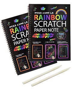 Bview Art 10 feuilles de papier à gratter arc-en-ciel 26x19cm avec stylet en bois, <span class=keywords><strong>carnet</strong></span> de <span class=keywords><strong>dessin</strong></span> - Product Image 1