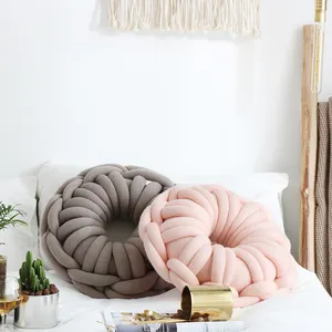 Simple Design Round Solid Chunky Throw Pillow Knot Cushion Floor Sleeping Couch Decorative Pillow