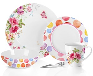 Vajilla de porcelana blanca ligera con motivos florales para fiesta en el jardín - Product Image 2