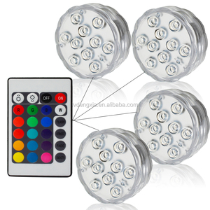 10 Luces LED sumergibles con Control remoto, lámpara de noche subacuática alimentada por batería para piscina, jarrón, cuenco, decoración para fiesta de boda