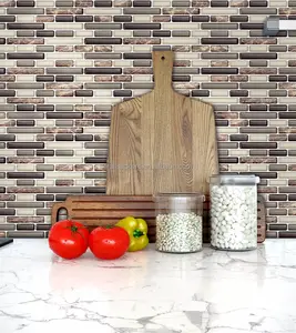 Cheep Price Peel & Stick Wall paper with Crystals/3D Wallpaper for Walls Brown Strip Shape Backsplash for Kitchen and Bathroom