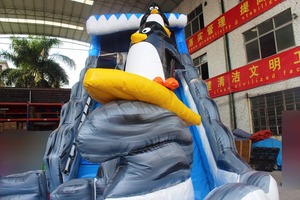 Thiết kế phổ biến Inflatable chim cánh cụt kép làn đường trượt biển sóng trượt Inflatable ướt n khô trượt với hồ bơi - Product Image 3