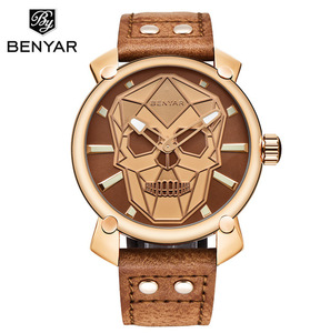 Benyar 5132 orologio <span class=keywords><strong>da</strong></span> <span class=keywords><strong>polso</strong></span> al quarzo <span class=keywords><strong>da</strong></span> <span class=keywords><strong>uomo</strong></span> con teschio per <span class=keywords><strong>orologi</strong></span> <span class=keywords><strong>da</strong></span> <span class=keywords><strong>uomo</strong></span> 2018 orologio sportivo in pelle di marca di lusso orologio impermeabile - Product Image 3
