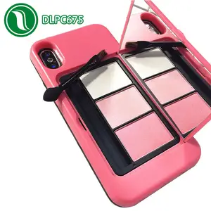 Factory Newest PC+ Silicone Creative Product Cosmetics Palette Phone Case with Makeup Mirror for iPhone X 6S 7 8plus