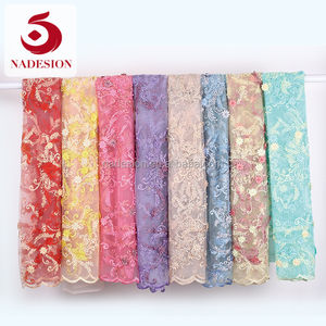 100% poliéster <span class=keywords><strong>3</strong></span> D en rojo bordado/perlas tejido de malla - Product Image 6