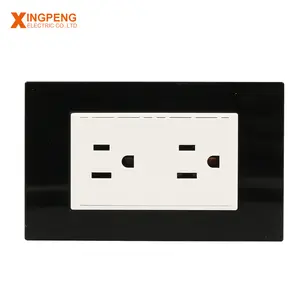 High quality 6hole 118mm wall socket 15a 110v acrylic panel switch and socket oem american type socket outlet