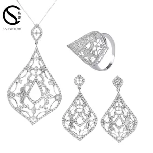 Fashion Women Cz Stones heart bridal indian wedding jewelry sets bridal