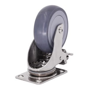 High Quality 304 Stainless Steel Plate Swivel TPR <strong>Casters</strong> Wheel With Total Lock Brake